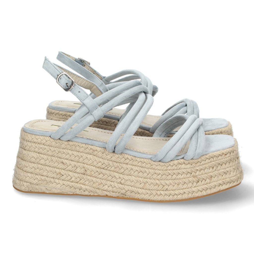 Sandalias Azules Mujer Plataforma Yute Tiras Cruzadas Finas Tobillera Elegantes