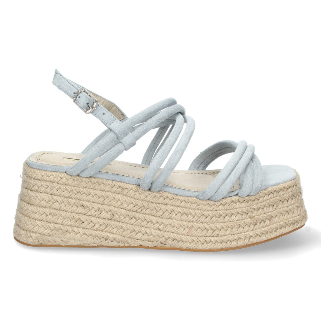 Sandalias Azules Mujer Plataforma Yute Tiras Cruzadas Finas Tobillera Elegantes