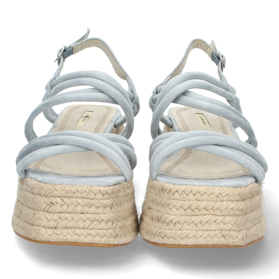 Sandalias Azules Mujer Plataforma Yute Tiras Cruzadas Finas Tobillera Elegantes