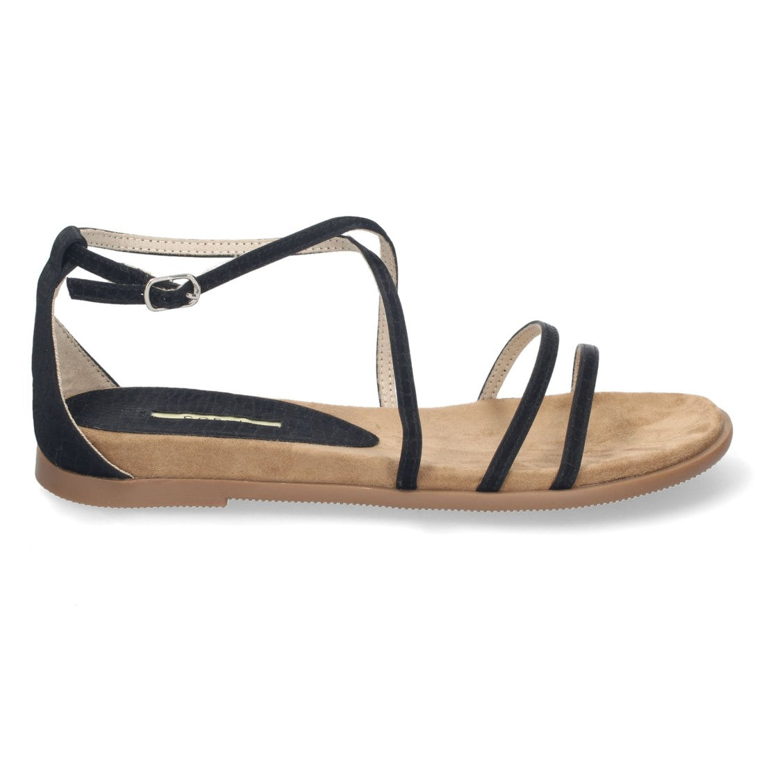 Sandalias Negras Mujer Planas Tiras Cruzadas Finas Elegantes