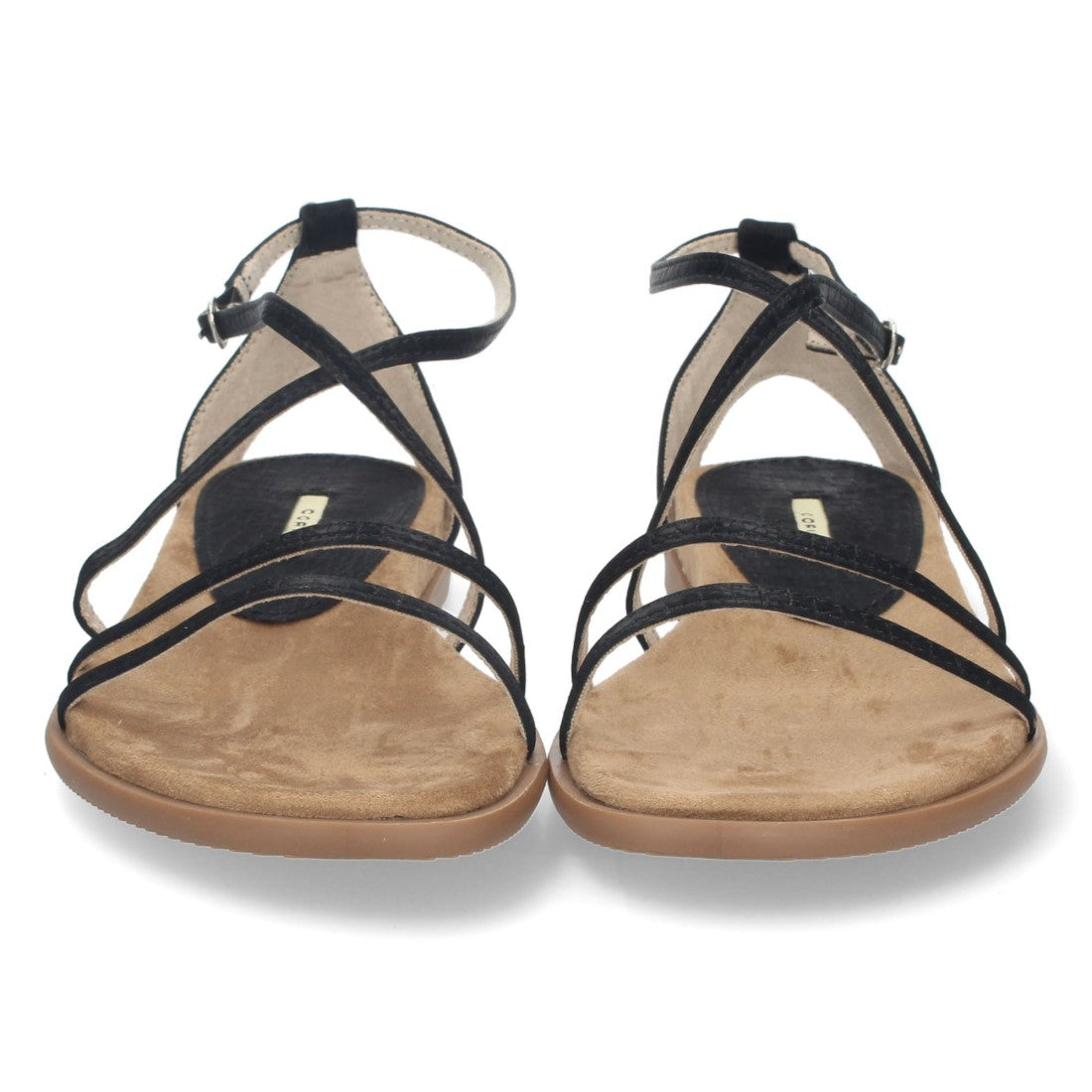Sandalias Negras Mujer Planas Tiras Cruzadas Finas Elegantes