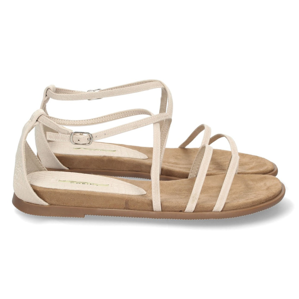 Sandalias Beige Mujer Planas Tiras Cruzadas Finas Elegantes