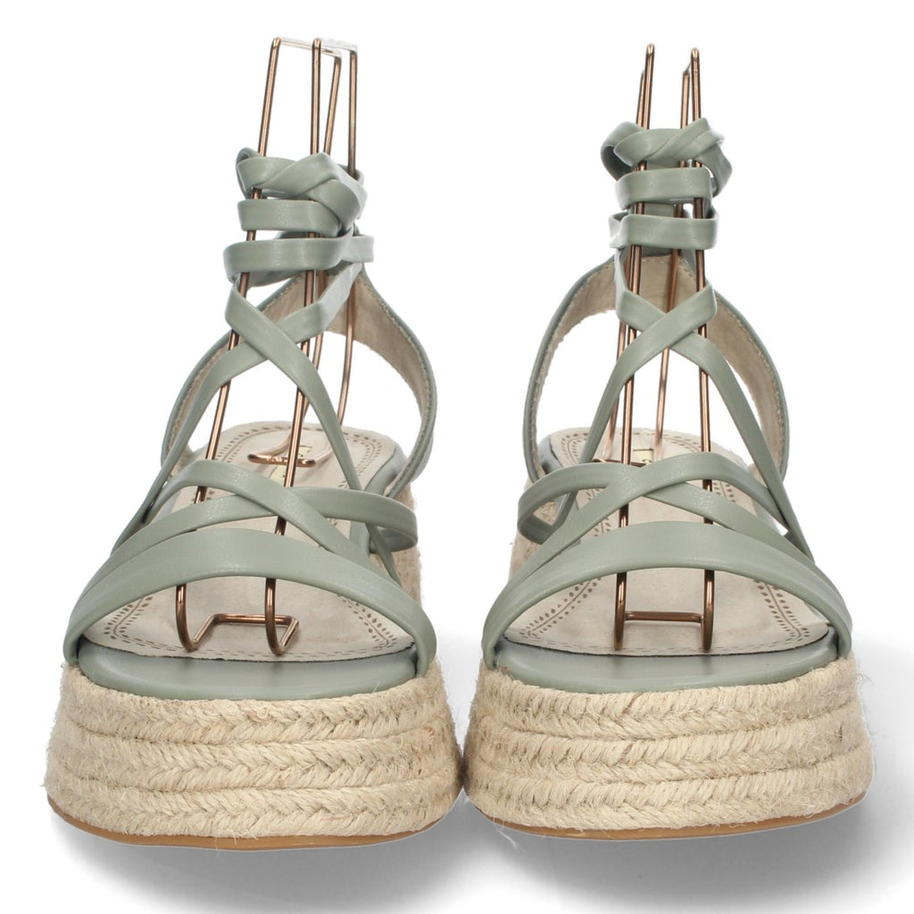 Sandalias Verdes Mujer Plataforma Yute Tiras Finas Atadas Tobillo Elegantes