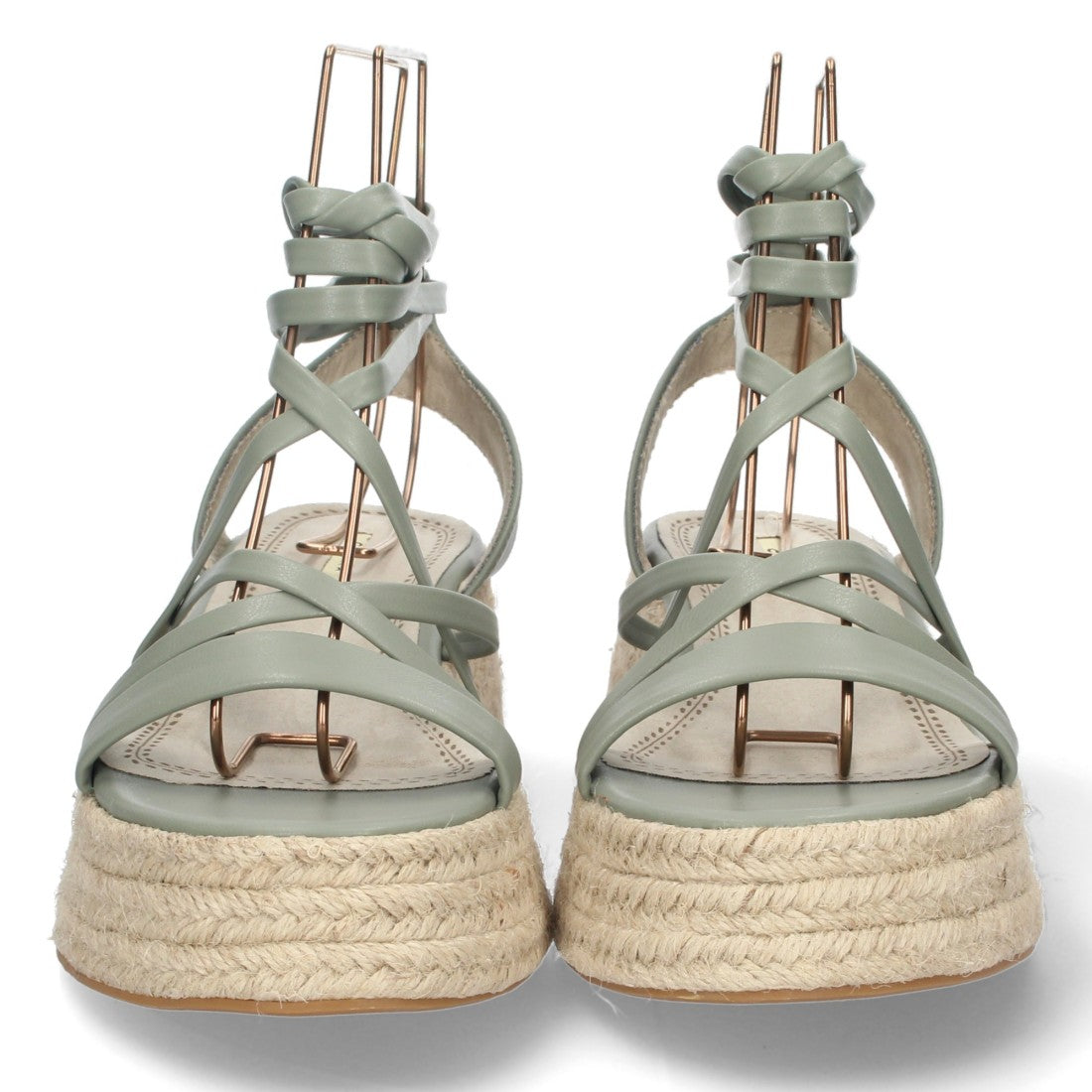 Sandalias Verdes Mujer Plataforma Yute Tiras Finas Atadas Tobillo Elegantes