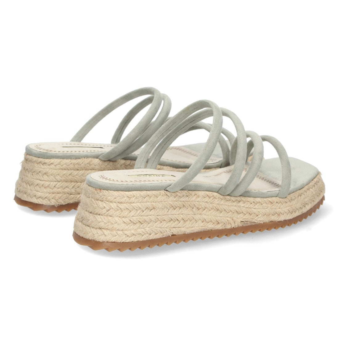 Sandalias Verdes Mujer Plataforma Yute Tiras Finas Talón Abierto Elegantes