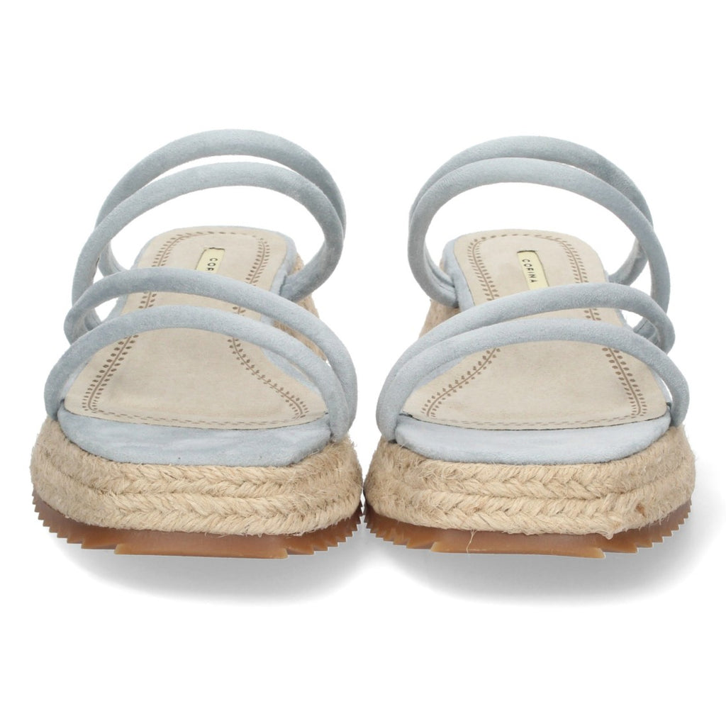 Sandalias Celestes Mujer Plataforma Yute Tiras Finas Talón Abierto Elegantes