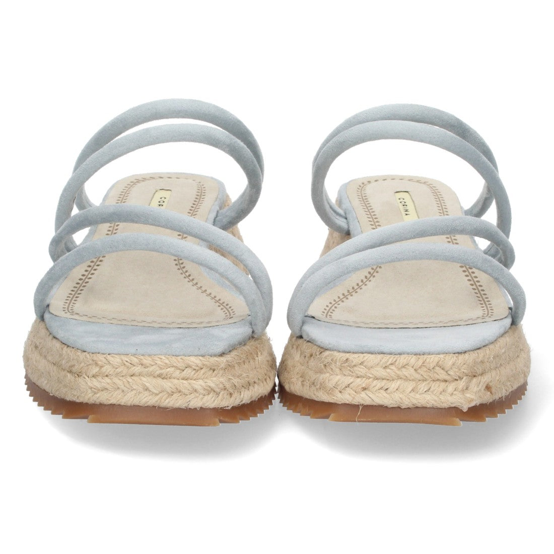 Sandalias Celestes Mujer Plataforma Yute Tiras Finas Talón Abierto Elegantes