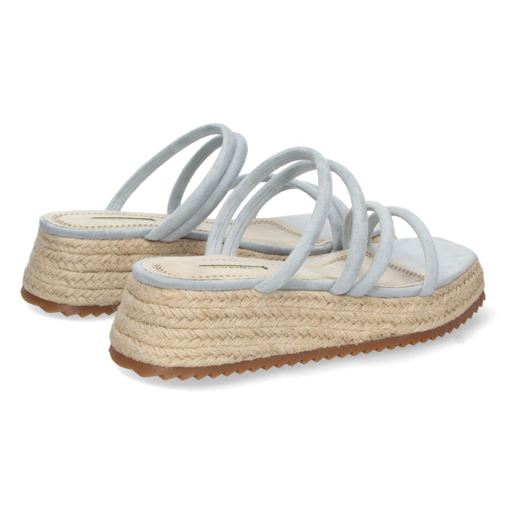 Sandalias Celestes Mujer Plataforma Yute Tiras Finas Talón Abierto Elegantes