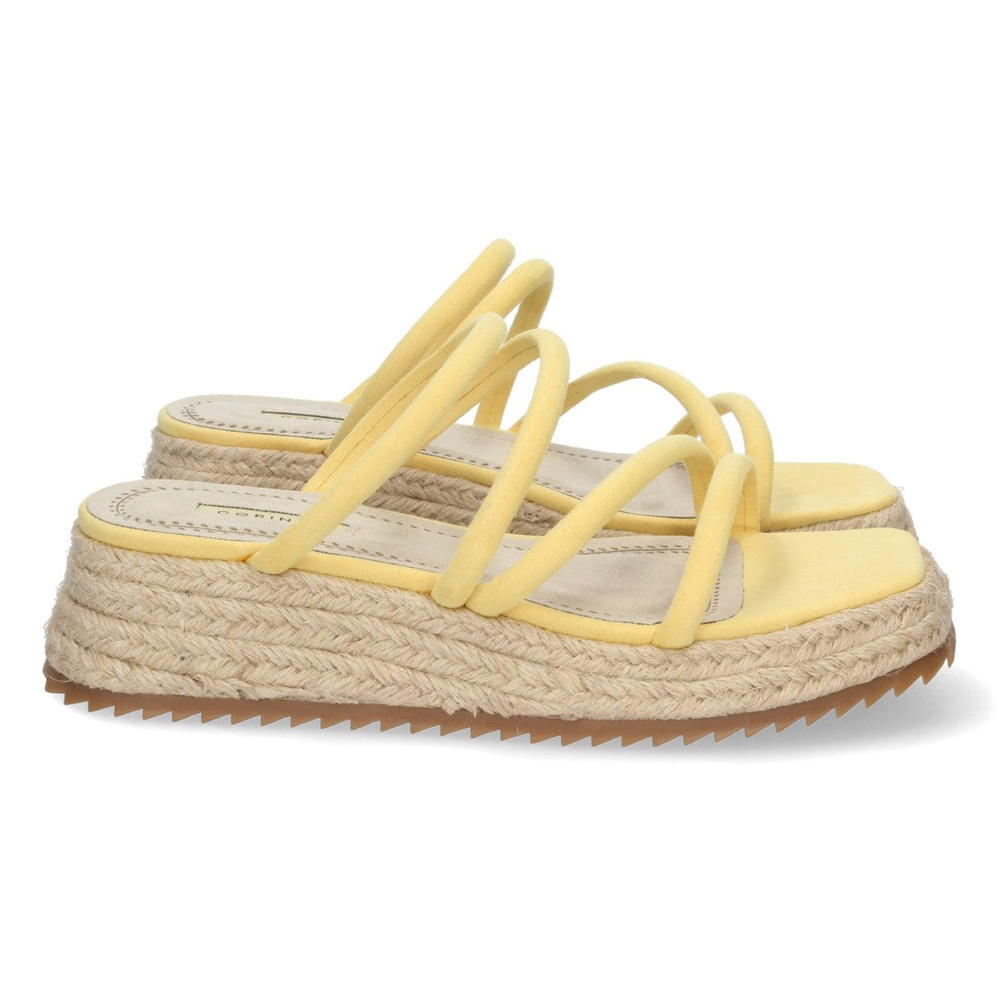 Sandalias Amarillas Mujer Plataforma Yute Tiras Finas Talón Abierto Elegantes