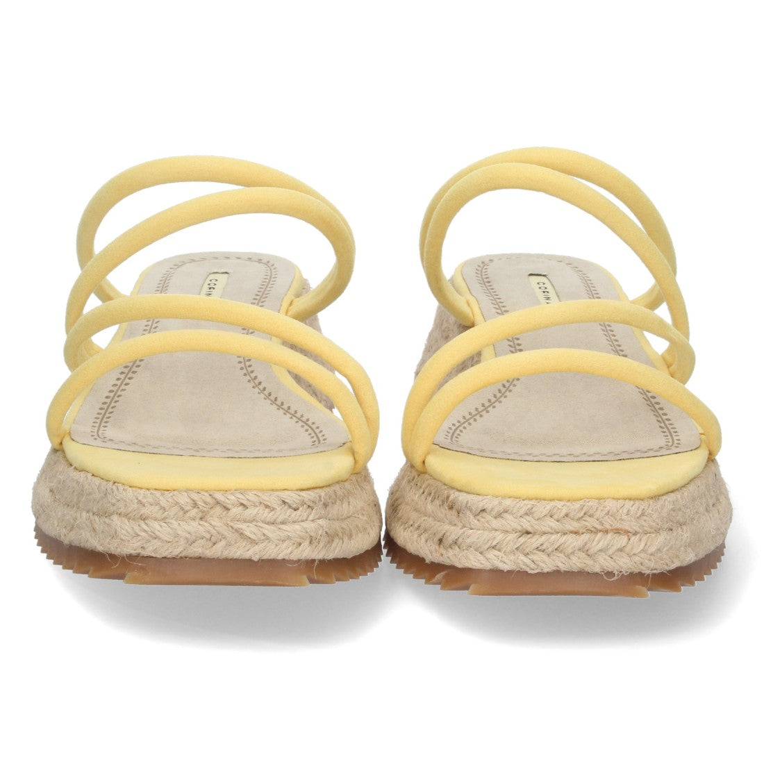 Sandalias Amarillas Mujer Plataforma Yute Tiras Finas Talón Abierto Elegantes