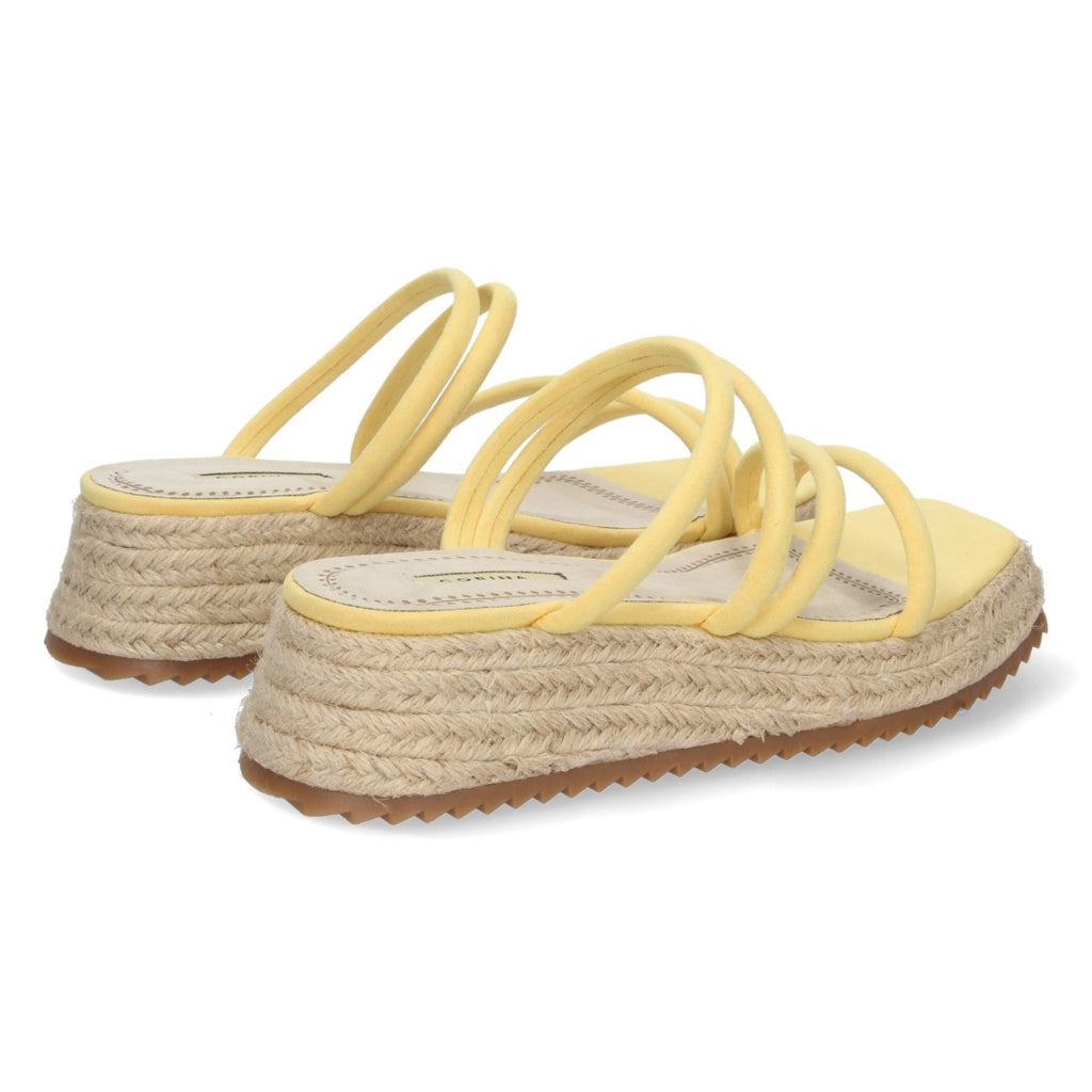 Sandalias Amarillas Mujer Plataforma Yute Tiras Finas Talón Abierto Elegantes