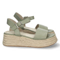 Sandalias Verdes Mujer Plataforma Yute Pala Ancha Tobillera Elegantes