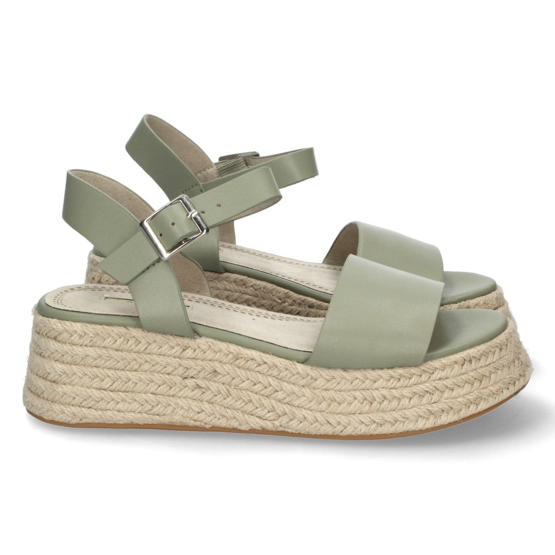 Sandalias Verdes Mujer Plataforma Yute Pala Ancha Tobillera Elegantes