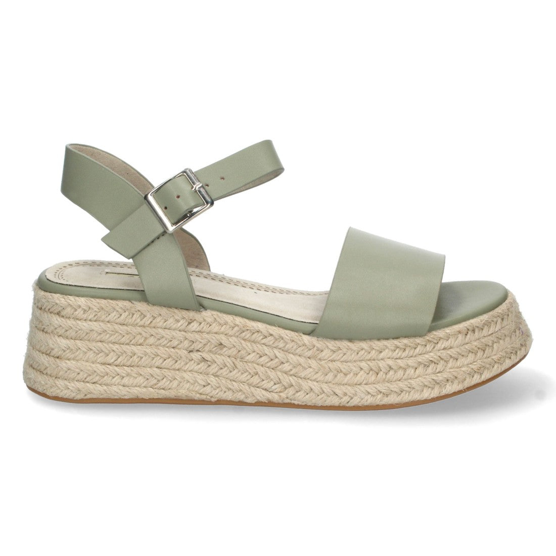 Sandalias Verdes Mujer Plataforma Yute Pala Ancha Tobillera Elegantes