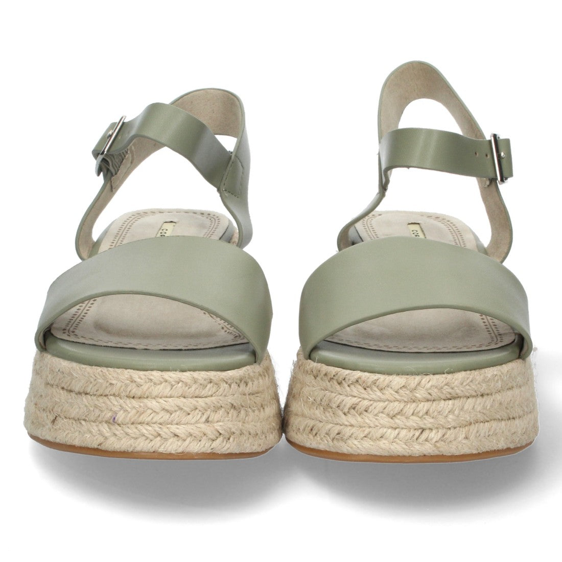 Sandalias Verdes Mujer Plataforma Yute Pala Ancha Tobillera Elegantes