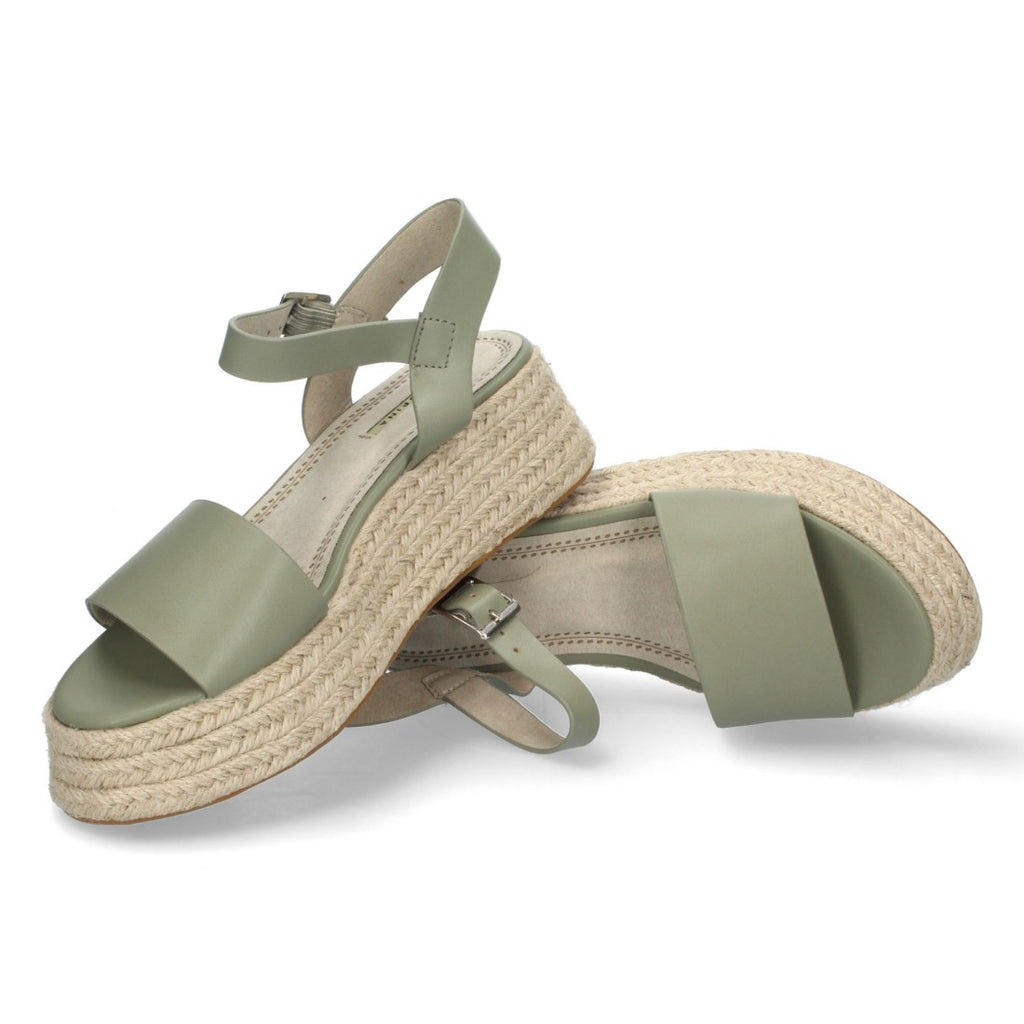 Sandalias Verdes Mujer Plataforma Yute Pala Ancha Tobillera Elegantes