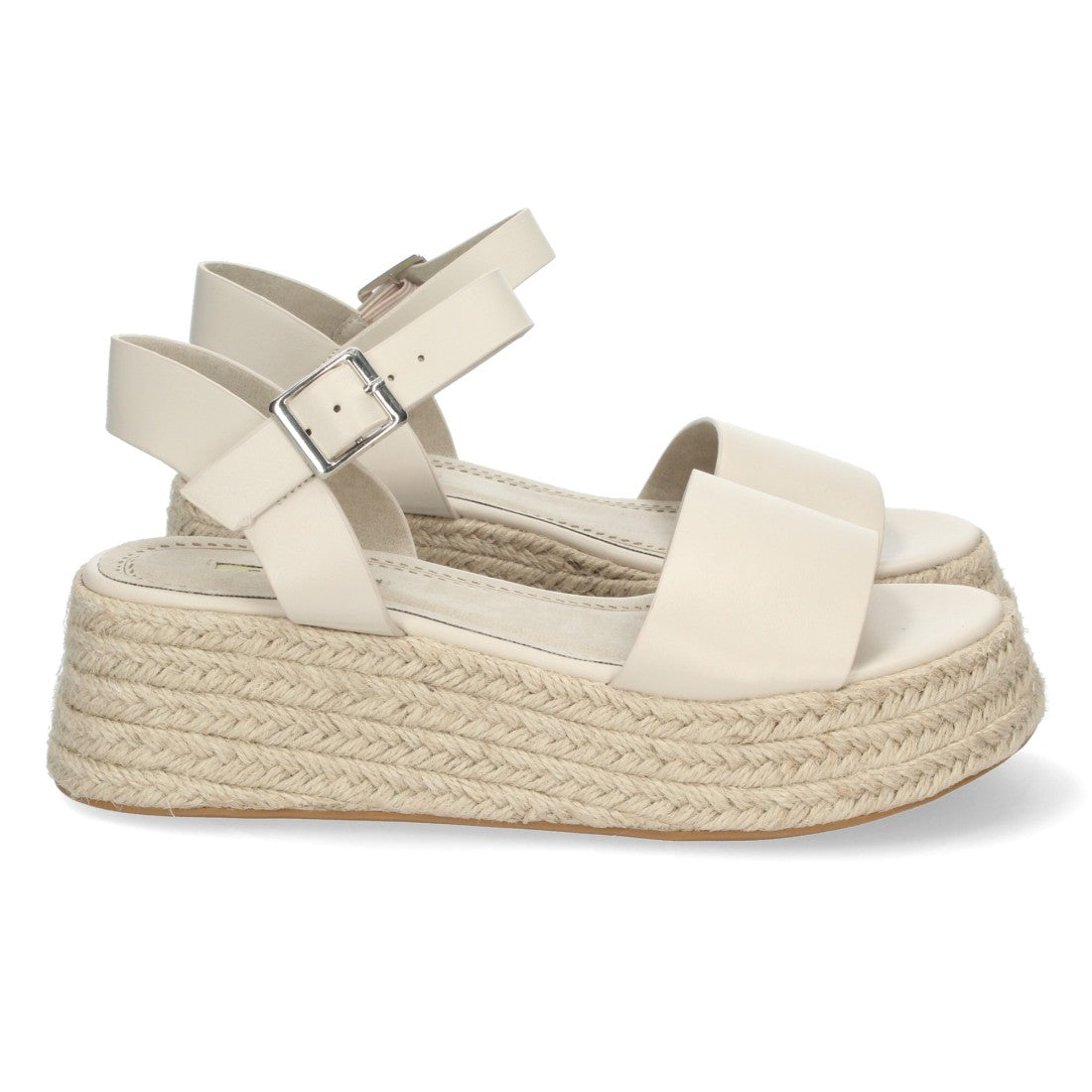 Sandalias Beige Mujer Plataforma Yute Pala Ancha Tobillera Elegantes