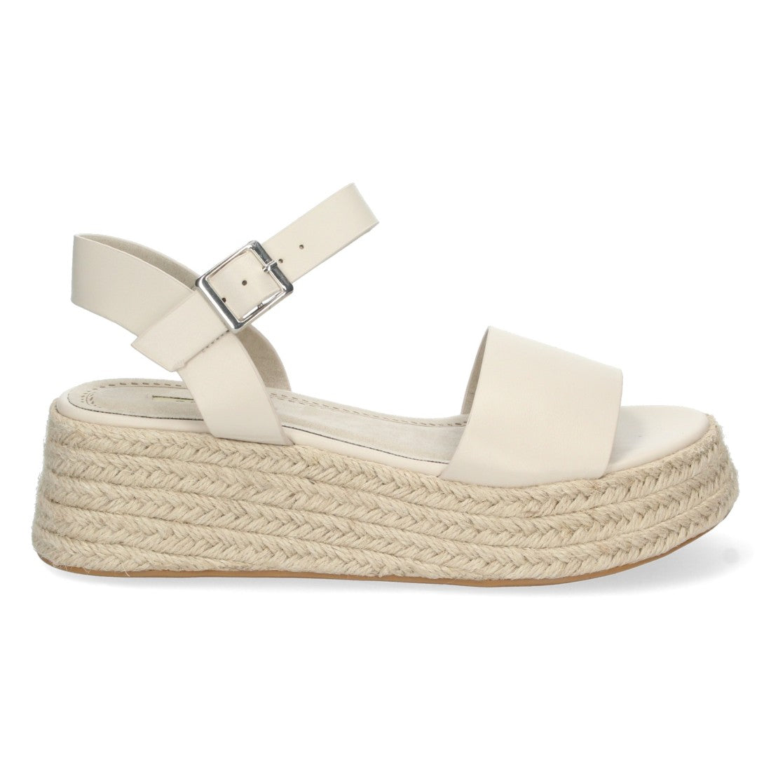 Sandalias Beige Mujer Plataforma Yute Pala Ancha Tobillera Elegantes
