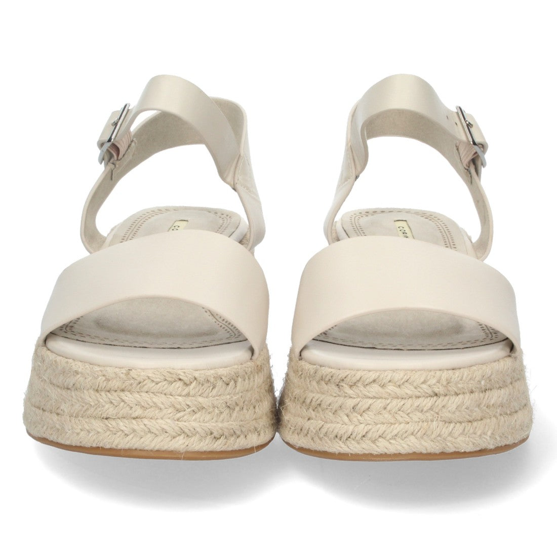 Sandalias Beige Mujer Plataforma Yute Pala Ancha Tobillera Elegantes