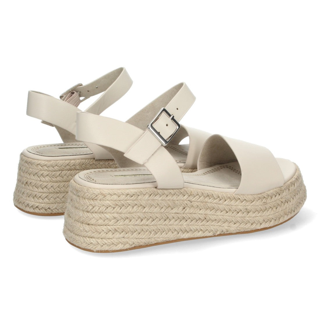 Sandalias Beige Mujer Plataforma Yute Pala Ancha Tobillera Elegantes