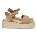 Sandalias Camel Mujer Plataforma Yute Pala Ancha Tobillera Elegantes