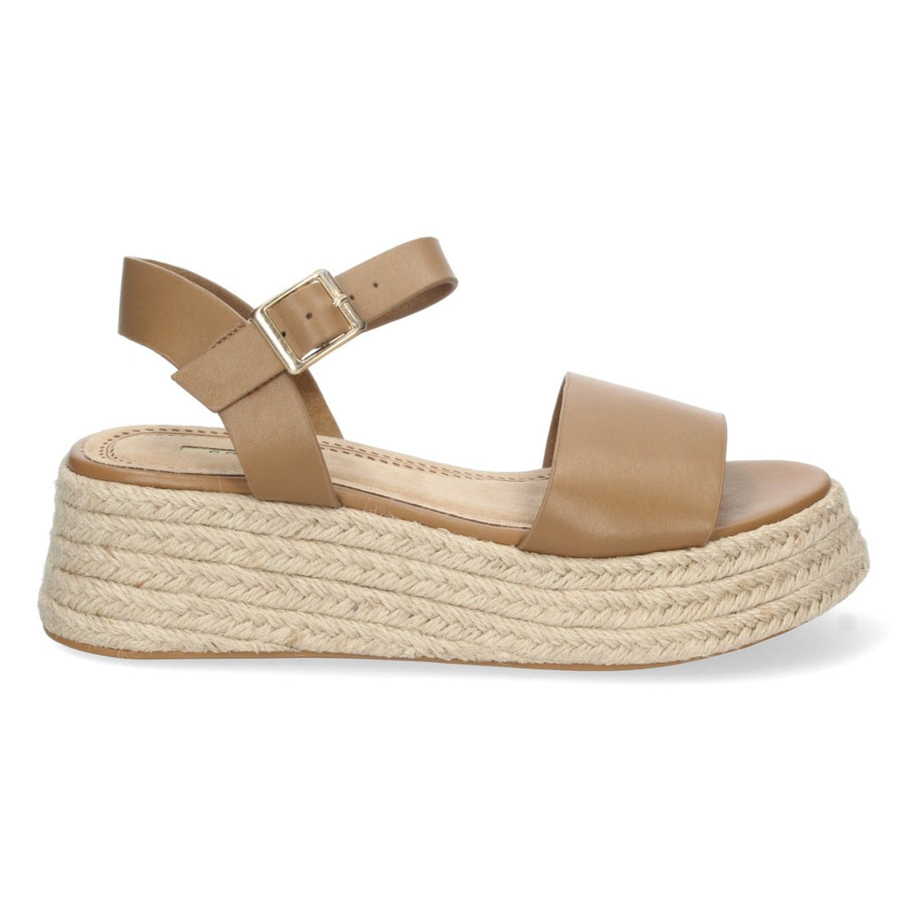 Sandalias Camel Mujer Plataforma Yute Pala Ancha Tobillera Elegantes
