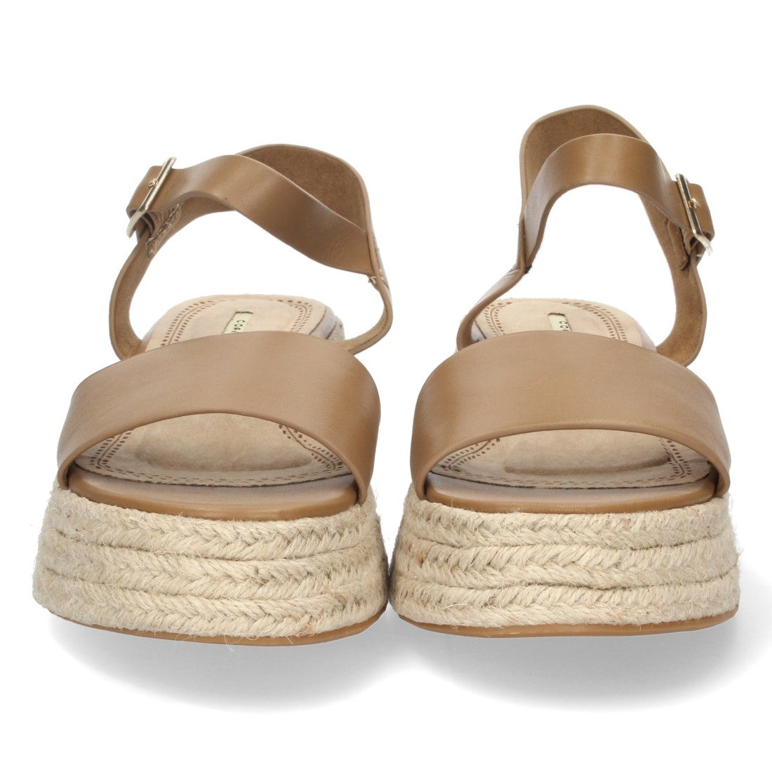Sandalias Camel Mujer Plataforma Yute Pala Ancha Tobillera Elegantes