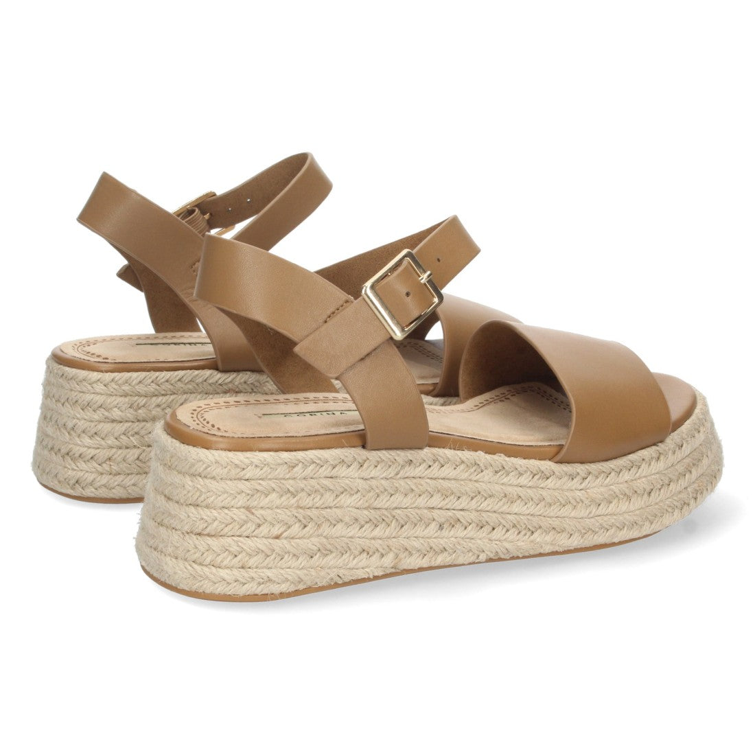 Sandalias Camel Mujer Plataforma Yute Pala Ancha Tobillera Elegantes
