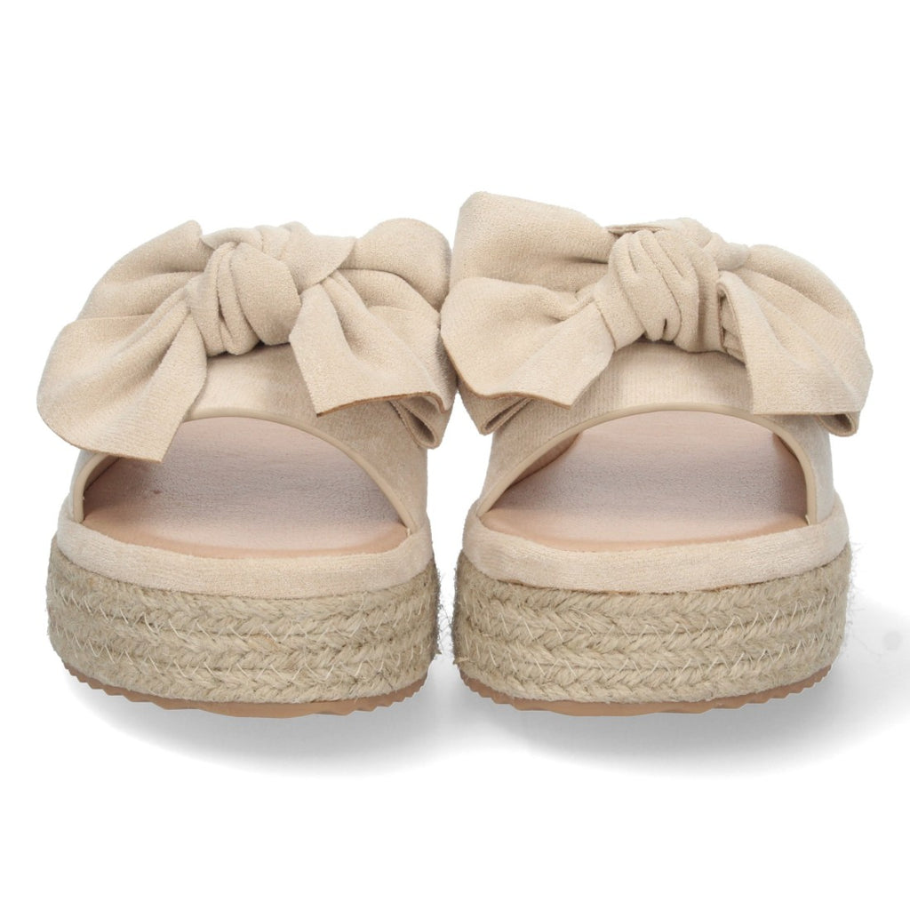 Sandalias Beige Mujer Plataforma Yute Pala Ancha Lazo Talón Abierto Elegantes
