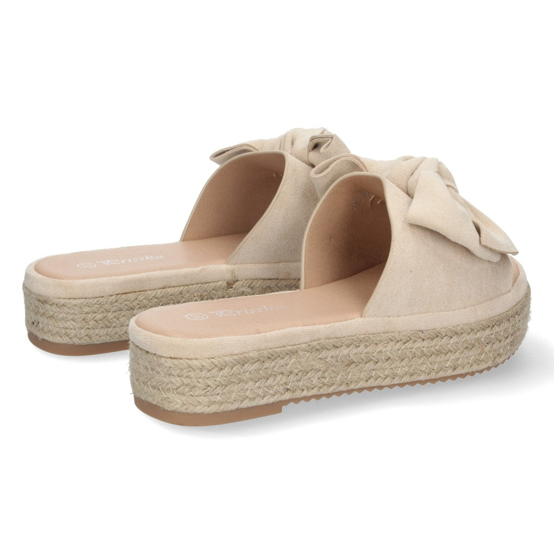 Sandalias Beige Mujer Plataforma Yute Pala Ancha Lazo Talón Abierto Elegantes