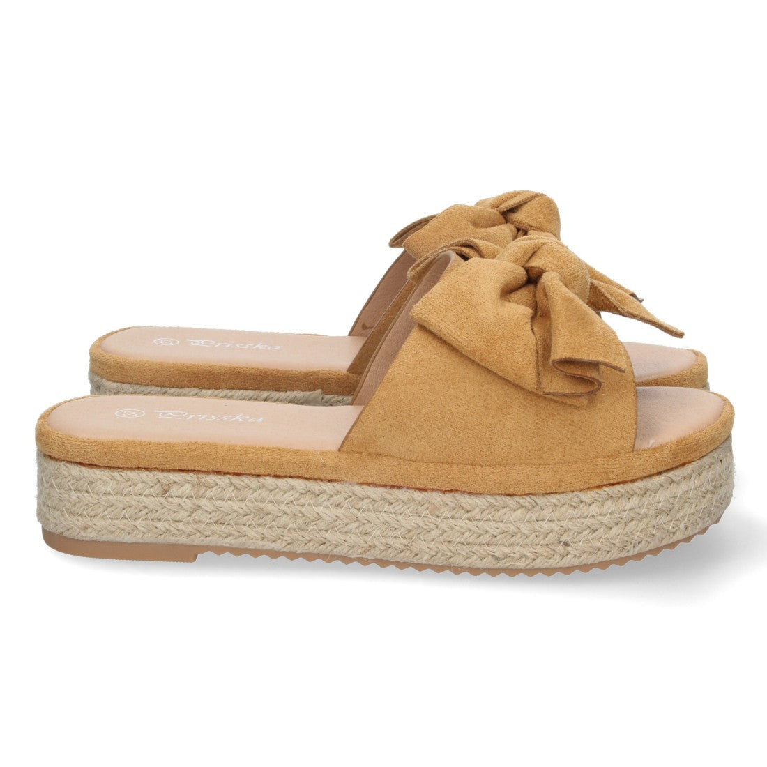 Sandalias Camel Mujer Plataforma Yute Pala Ancha Lazo Talón Abierto Elegantes