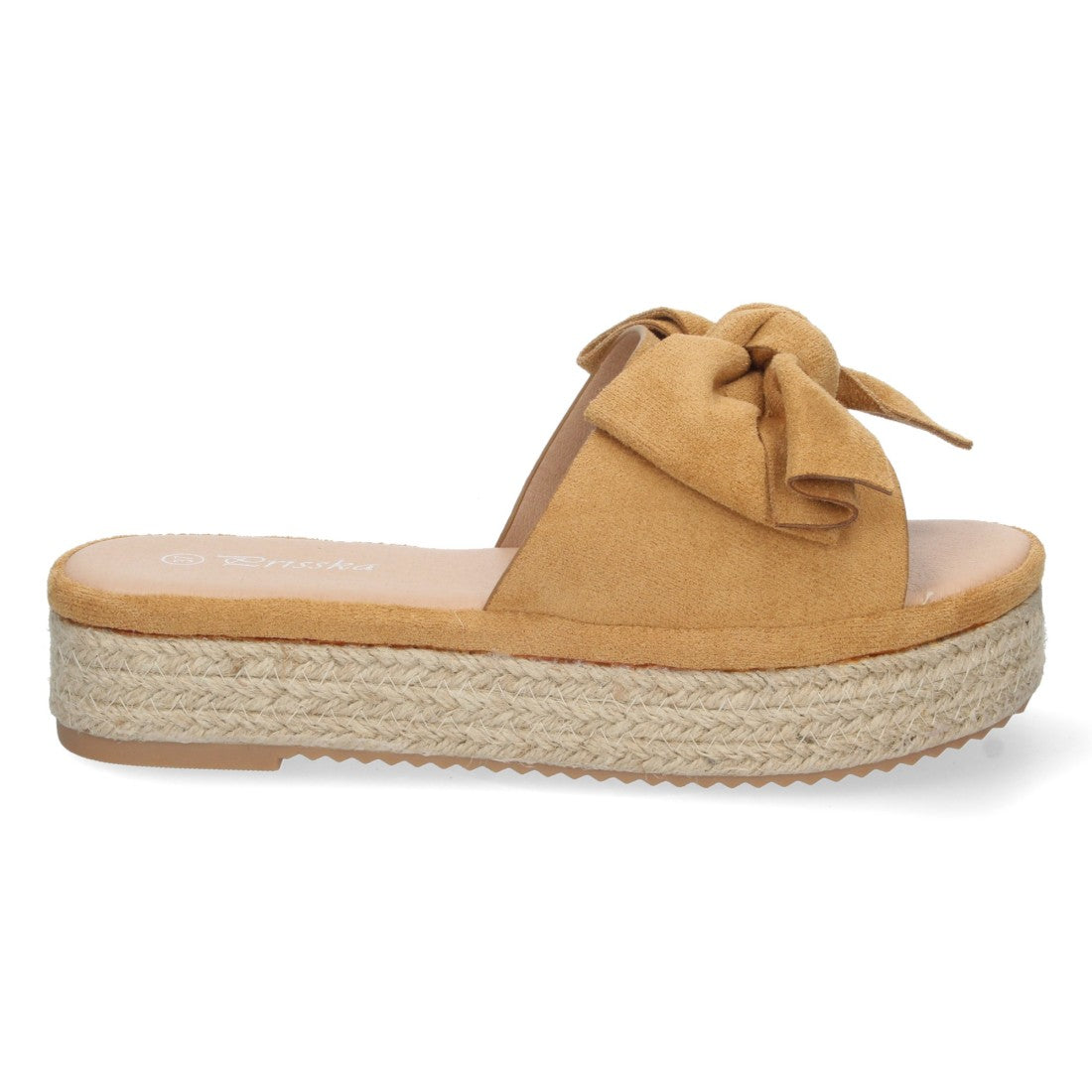 Sandalias Camel Mujer Plataforma Yute Pala Ancha Lazo Talón Abierto Elegantes