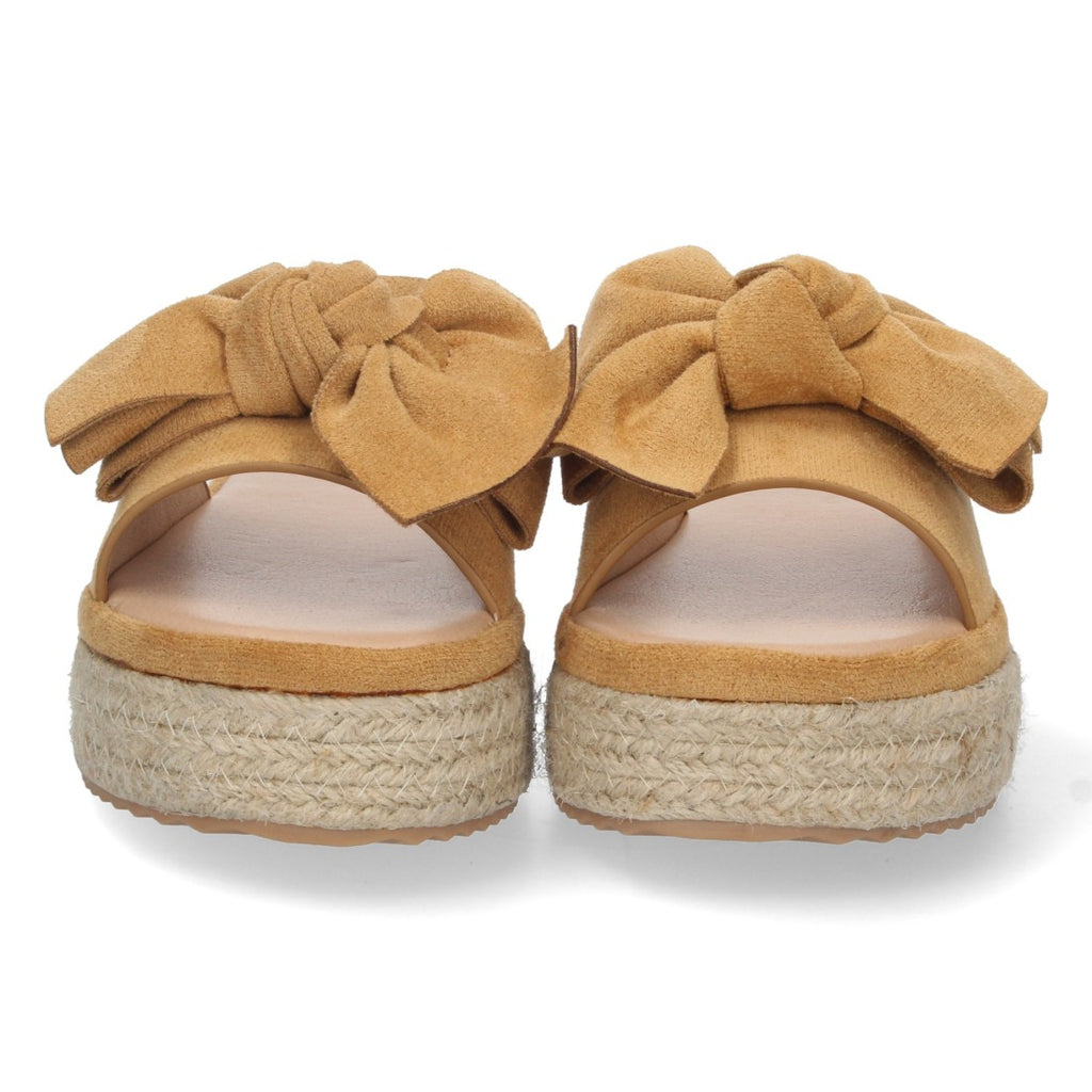Sandalias Camel Mujer Plataforma Yute Pala Ancha Lazo Talón Abierto Elegantes