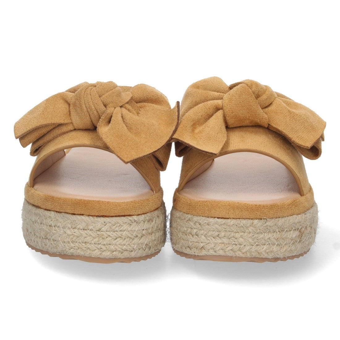Sandalias Camel Mujer Plataforma Yute Pala Ancha Lazo Talón Abierto Elegantes