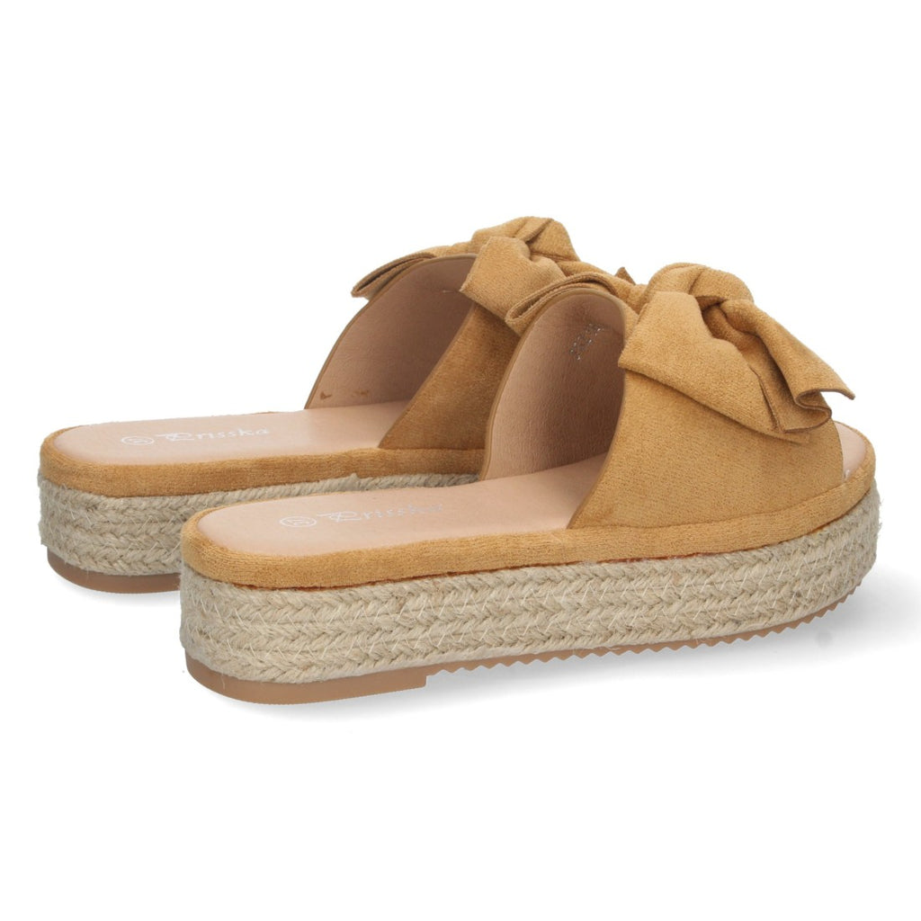 Sandalias Camel Mujer Plataforma Yute Pala Ancha Lazo Talón Abierto Elegantes