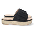 Sandalias Negras Mujer Plataforma Yute Pala Ancha Hebilla Talón Abierto Elegantes