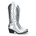 Elegante, glitzernde silberne Stiefel