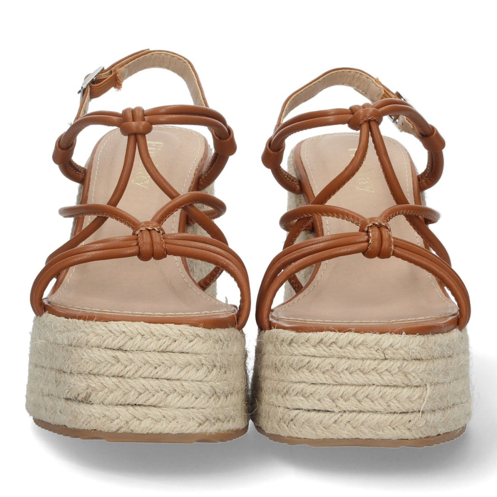Sandalias Cuero Mujer Cuña Yute Tiras Entrelazadas Tobillera Elegantes