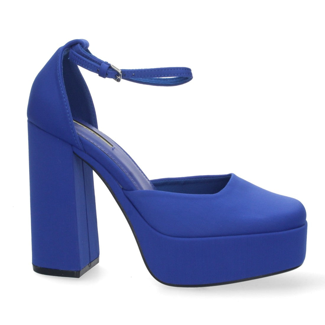Sandalias Azules Mujer Tacón Efecto Raso Tobillera Elegantes Fiesta