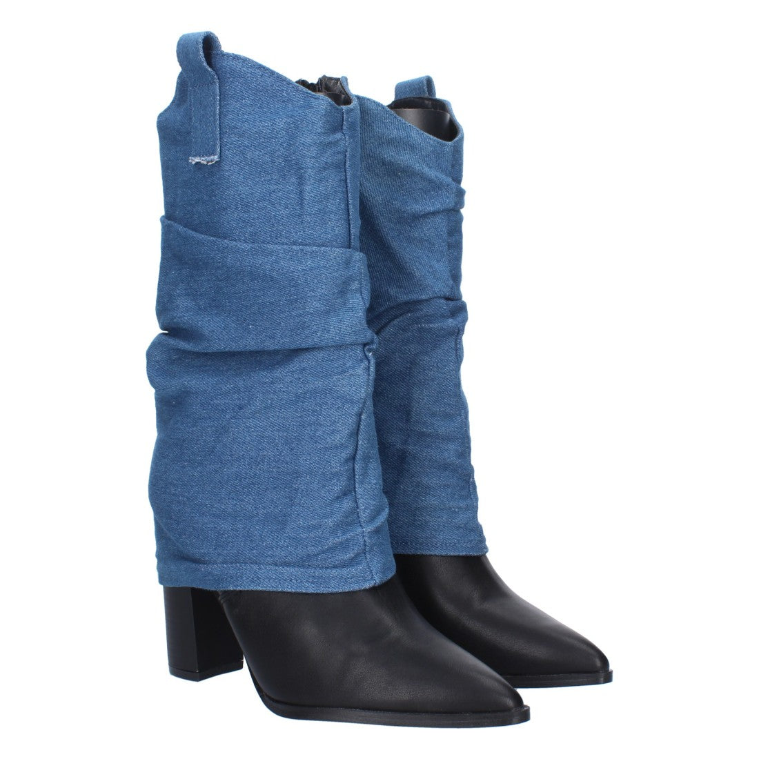 Botas Cowboy con Punta Fina y Forro Denim - Azul