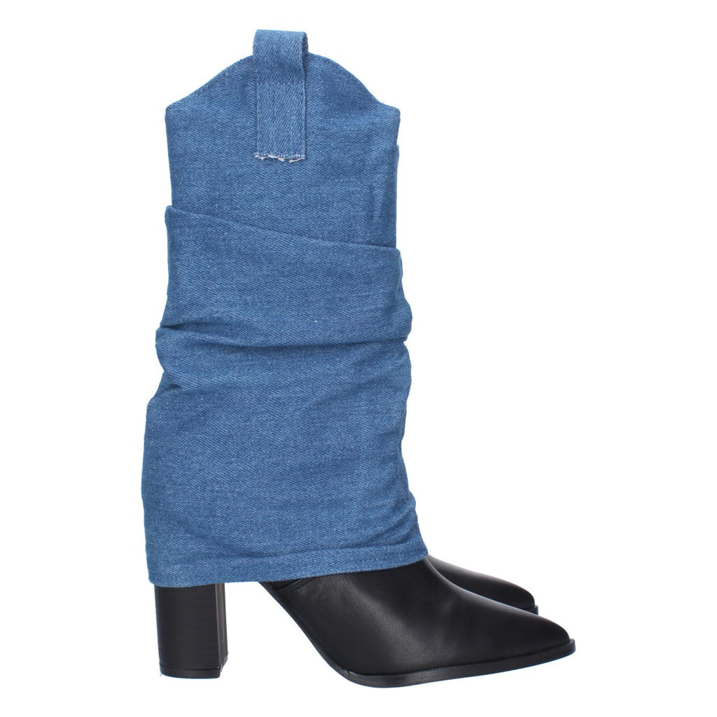 Botas Cowboy con Punta Fina y Forro Denim - Azul
