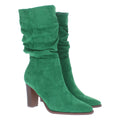 Grüne Stiefel mit gerafftem Schaft und Absatz