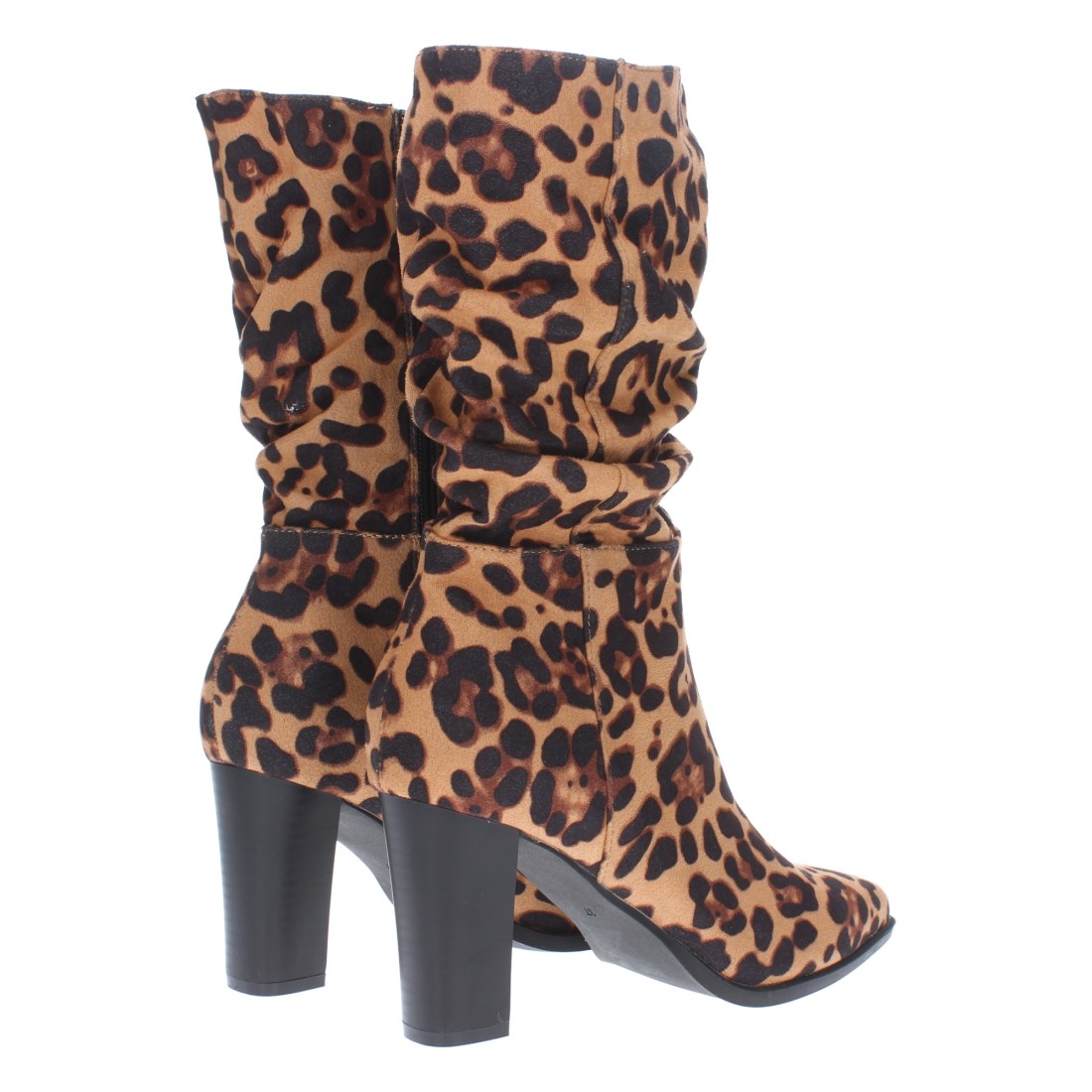 Stiefel Leo-Print Absatz Geraffter Schaft