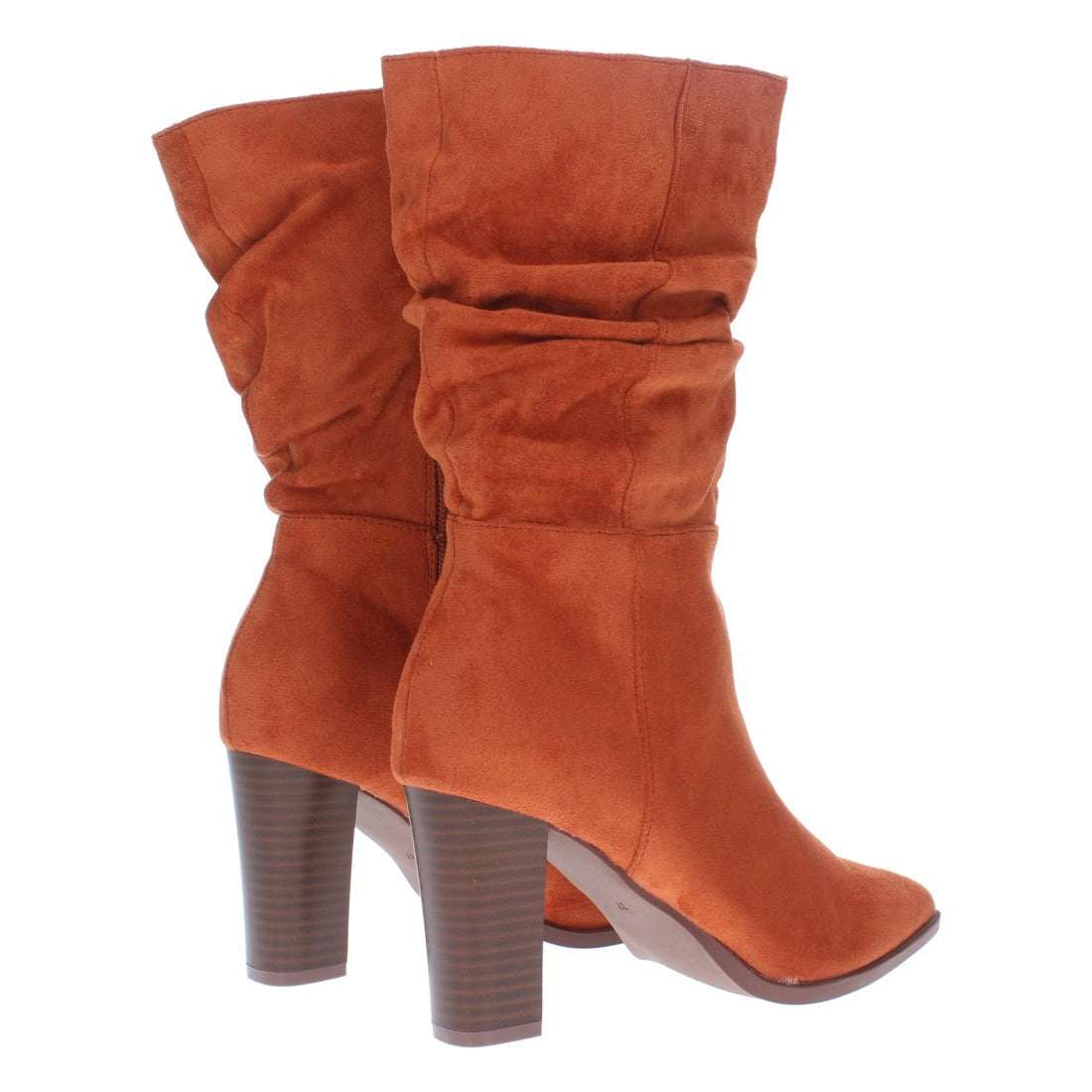 Orange Stiefel mit gerafftem Schaft und Absatz