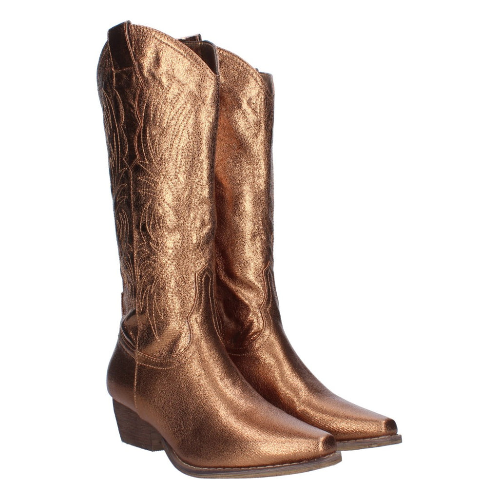 Elegante hohe Stiefel in Bronze mit Absatz