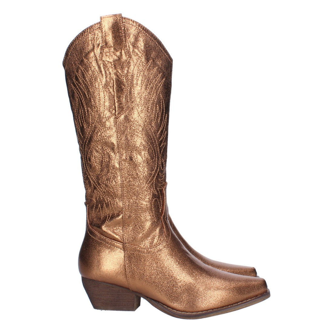 Elegante hohe Stiefel in Bronze mit Absatz