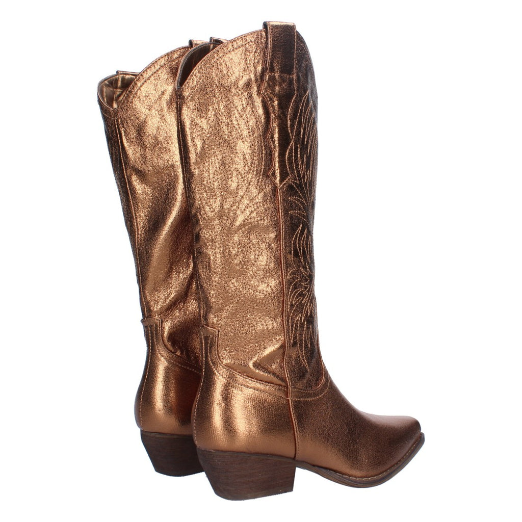 Elegante hohe Stiefel in Bronze mit Absatz