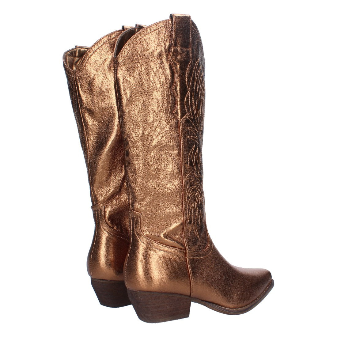 Elegante hohe Stiefel in Bronze mit Absatz