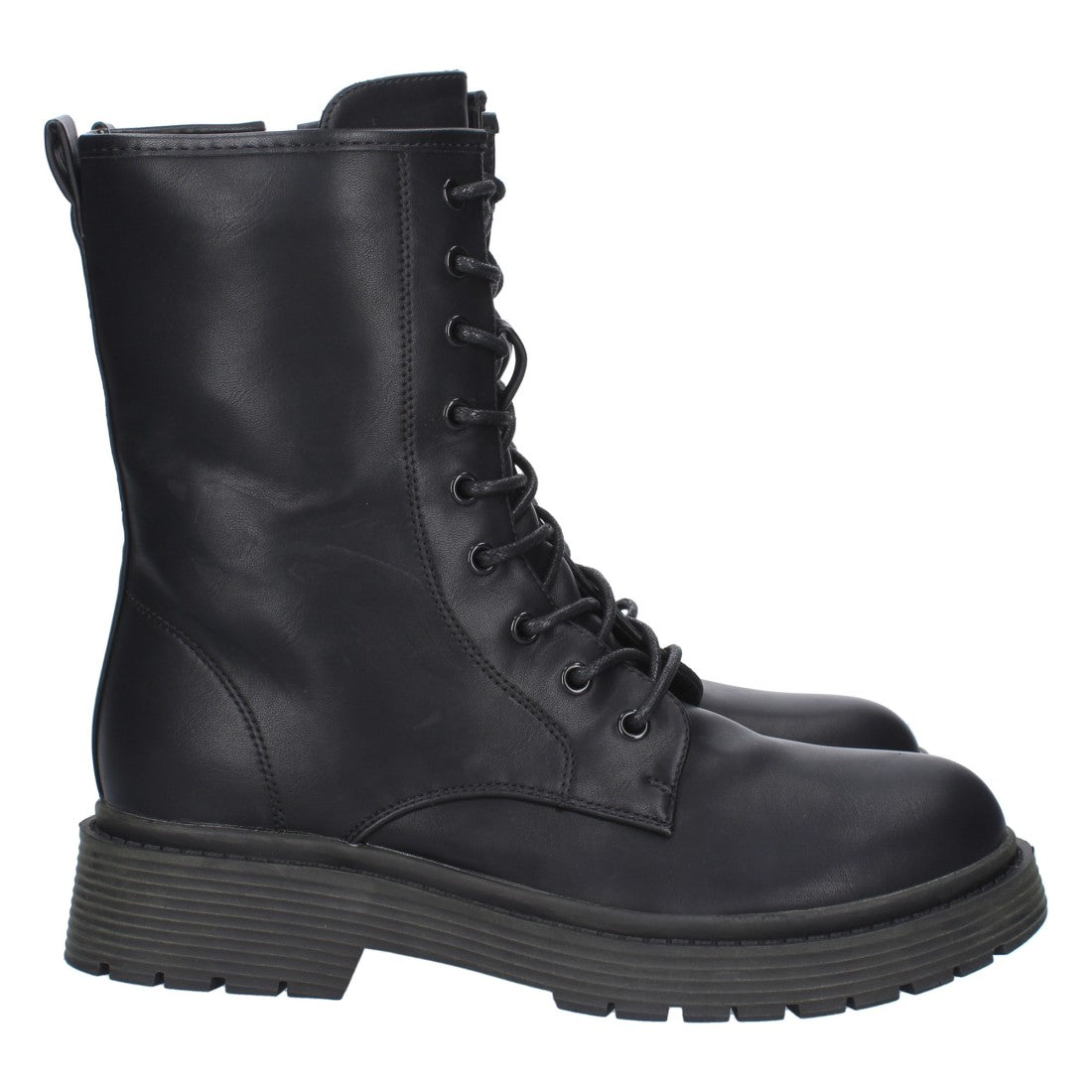 Schwarze flache Militärstiefeletten zum Schnüren