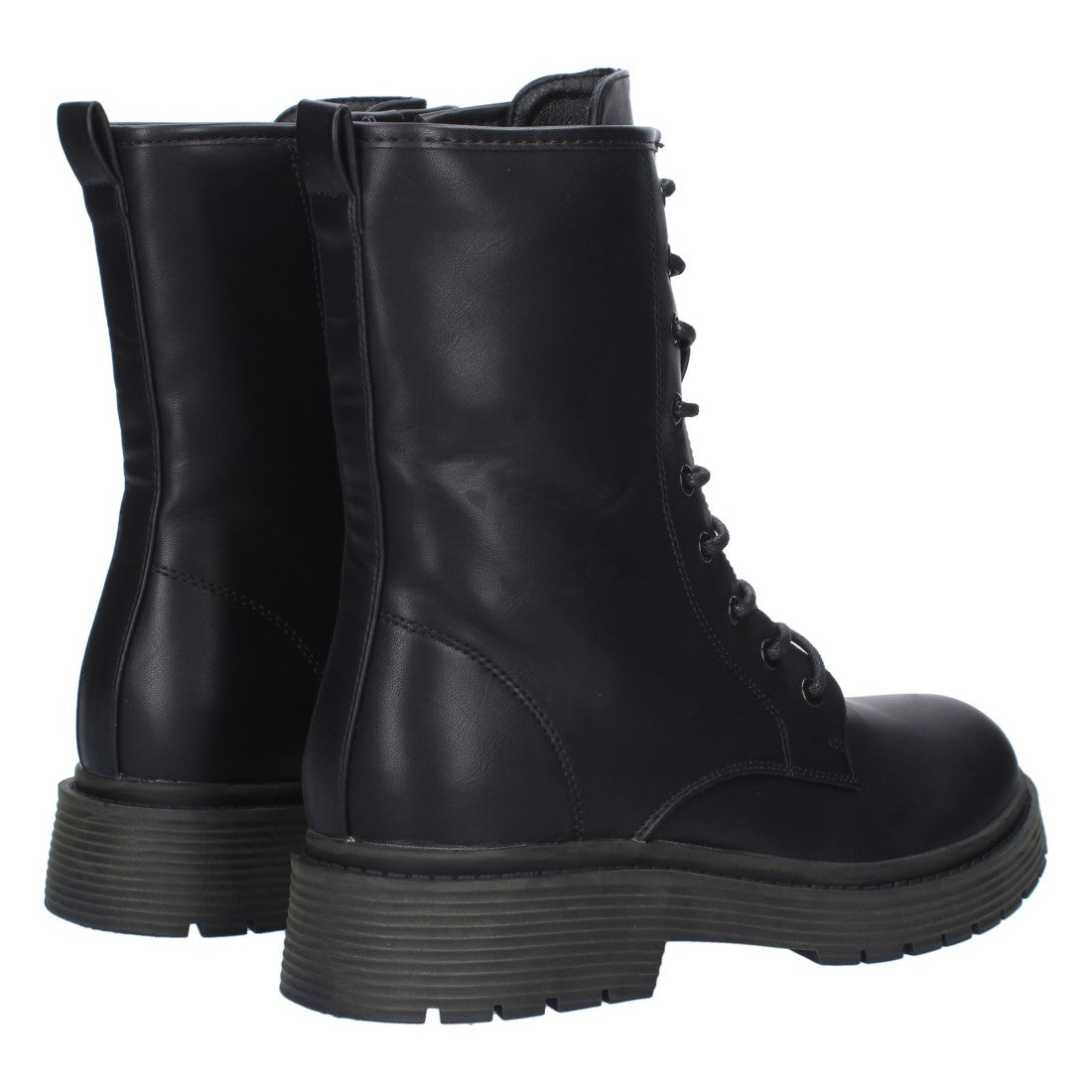 Schwarze flache Militärstiefeletten zum Schnüren